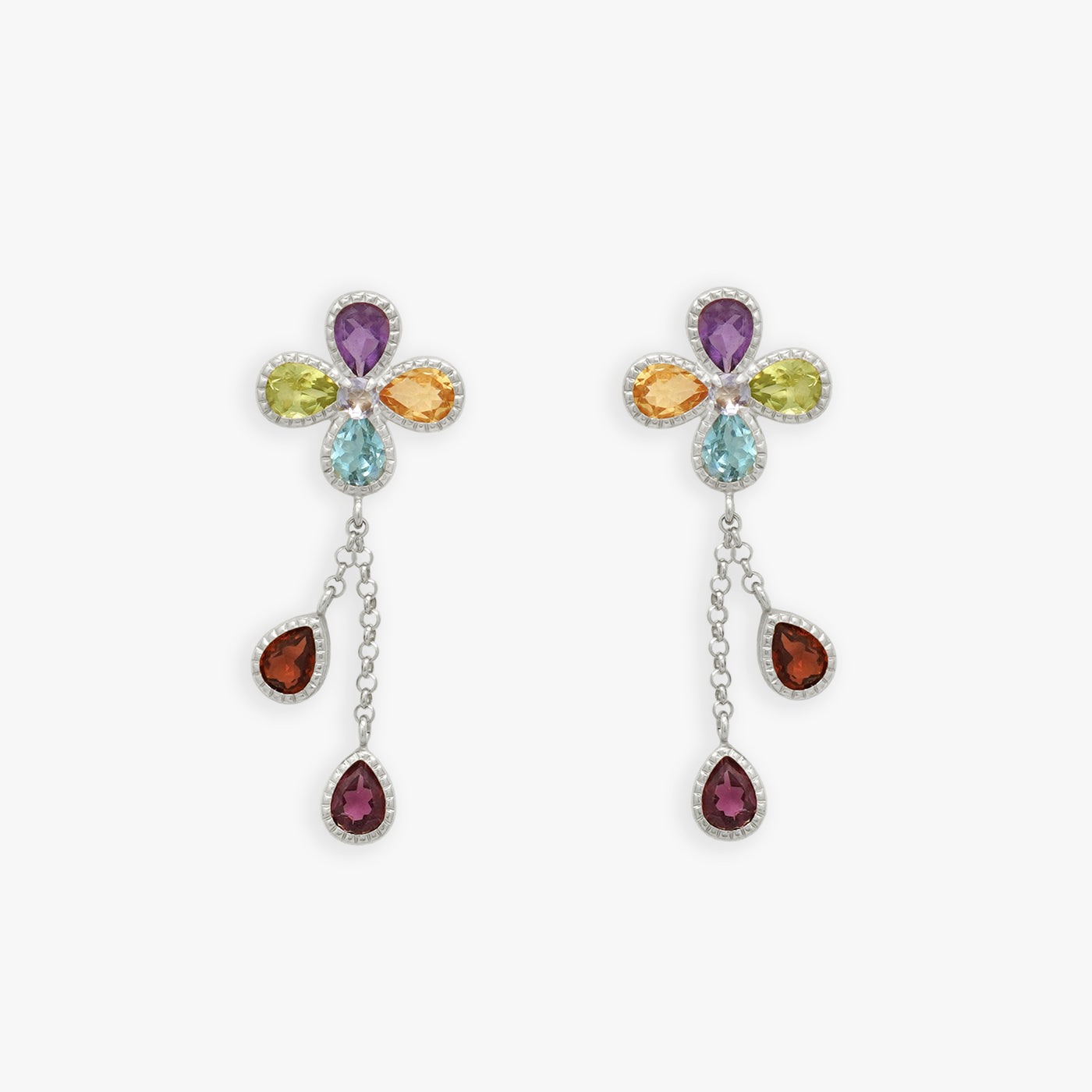 2月誕生石 K10 ホワイトゴールド アメジスト フラワー ピアス