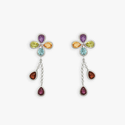 2月誕生石 K10 ホワイトゴールド アメジスト フラワー ピアス