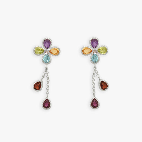 2月誕生石 K10 ホワイトゴールド アメジスト フラワー ピアス