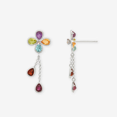 2月誕生石 K10 ホワイトゴールド アメジスト フラワー ピアス