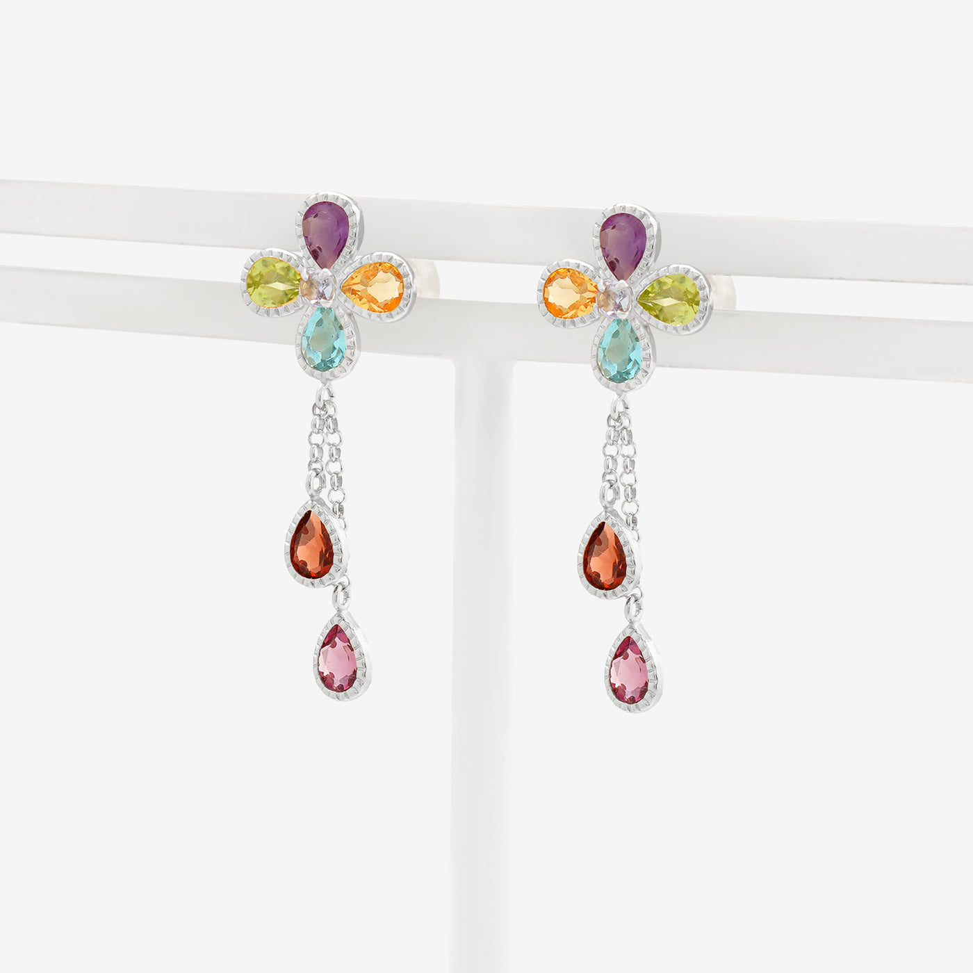 2月誕生石 K10 ホワイトゴールド アメジスト フラワー ピアス