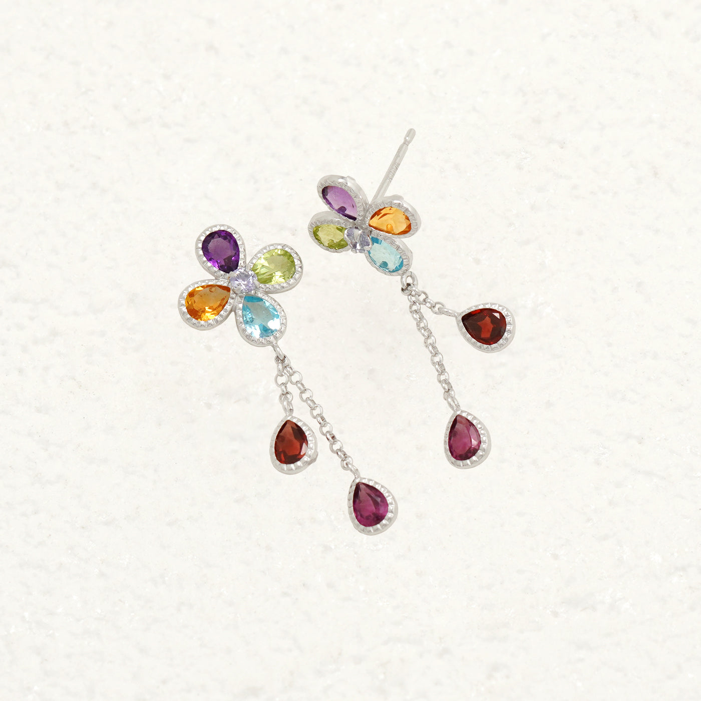 2月誕生石 K10 ホワイトゴールド アメジスト フラワー ピアス