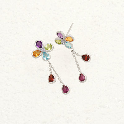 2月誕生石 K10 ホワイトゴールド アメジスト フラワー ピアス