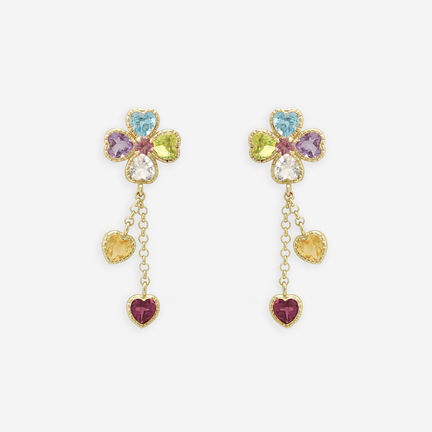 11月誕生石 K10 イエローゴールド ブルートパーズ クローバー ピアス