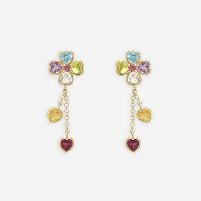 11月誕生石 K10 イエローゴールド ブルートパーズ クローバー ピアス