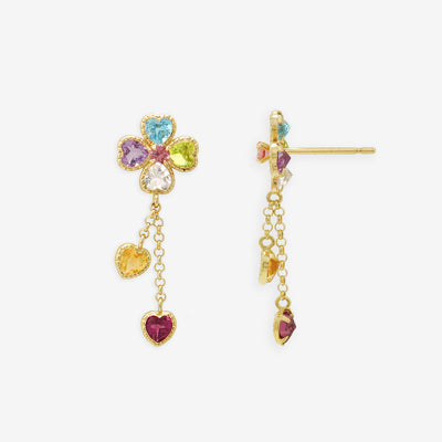 11月誕生石 K10 イエローゴールド ブルートパーズ クローバー ピアス