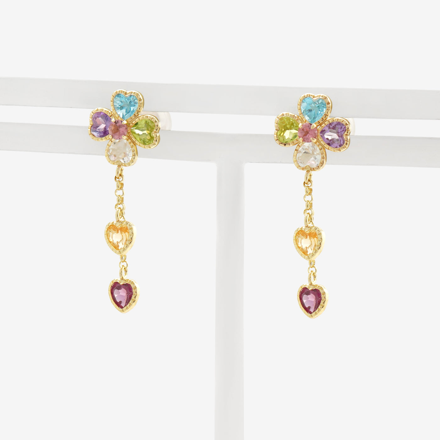 11月誕生石 K10 イエローゴールド ブルートパーズ クローバー ピアス