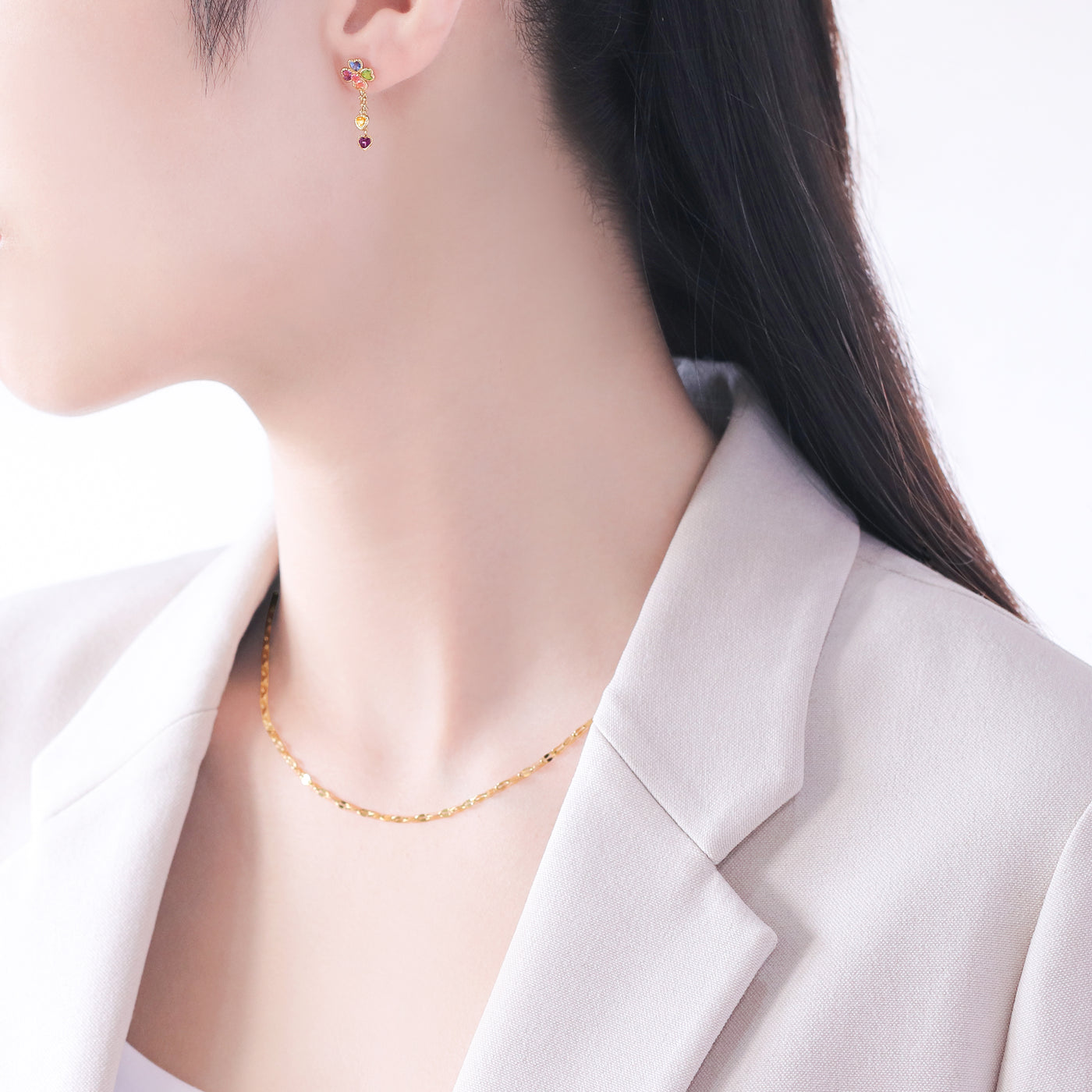 11月誕生石 K10 イエローゴールド ブルートパーズ クローバー ピアス