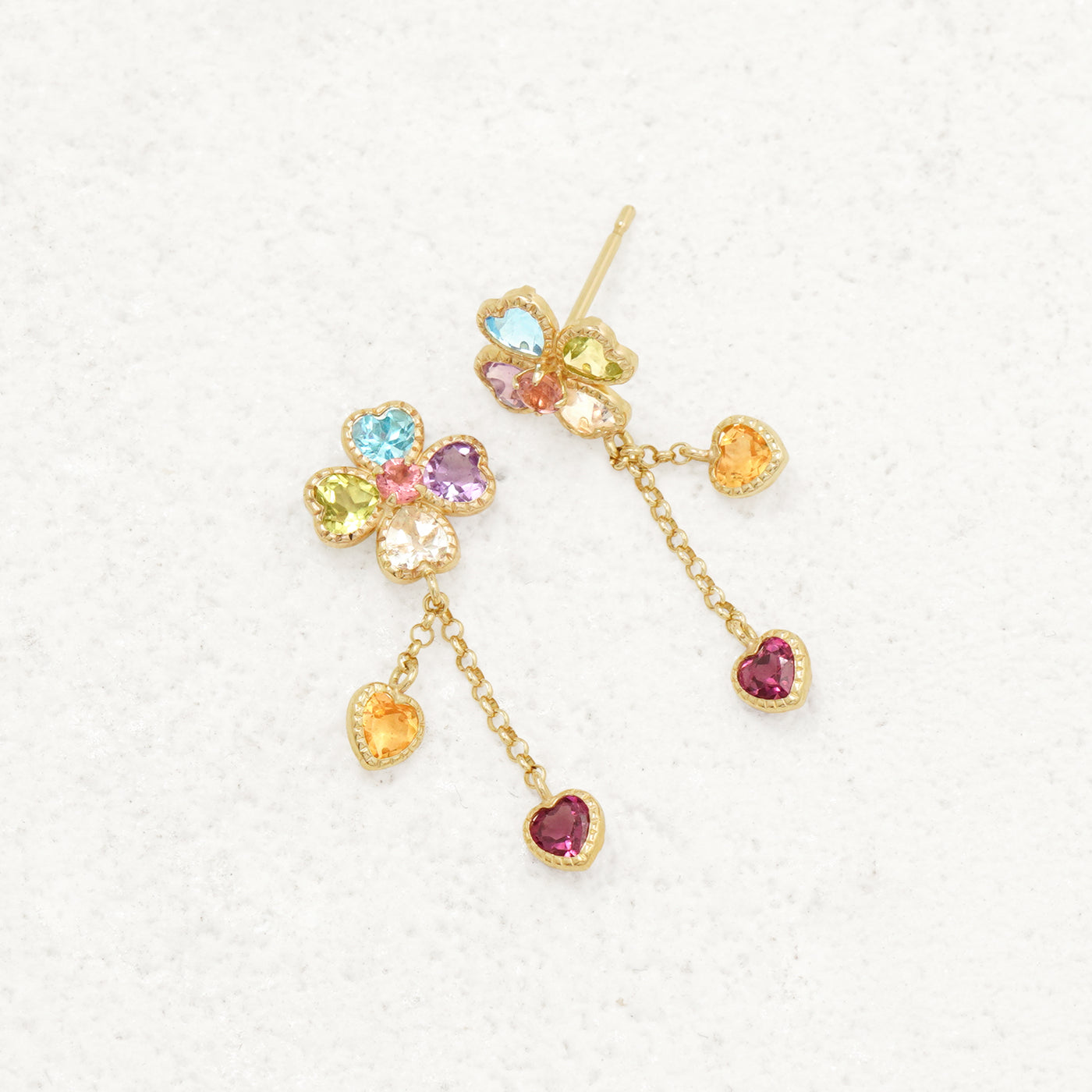 11月誕生石 K10 イエローゴールド ブルートパーズ クローバー ピアス