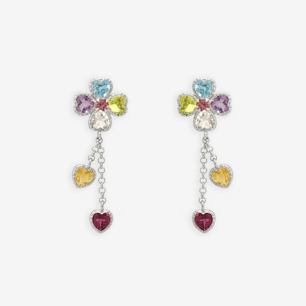 クローバー ピアス ホワイトゴールド 11月誕生石 K10 ホワイトゴールド ブルートパーズ クローバー ピアス