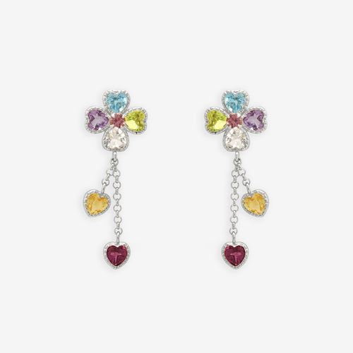 11月誕生石 K10 ホワイトゴールド ブルートパーズ クローバー ピアス