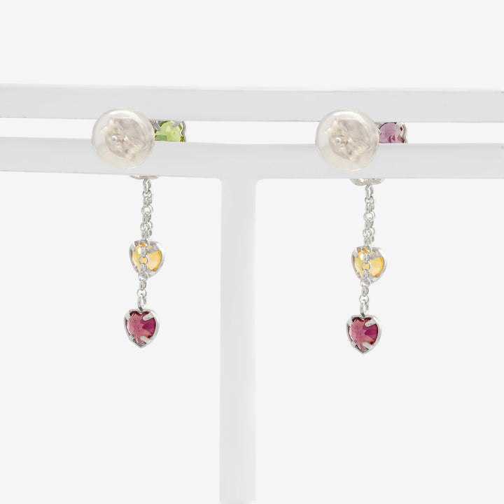 11月誕生石 K10 ホワイトゴールド ブルートパーズ クローバー ピアス