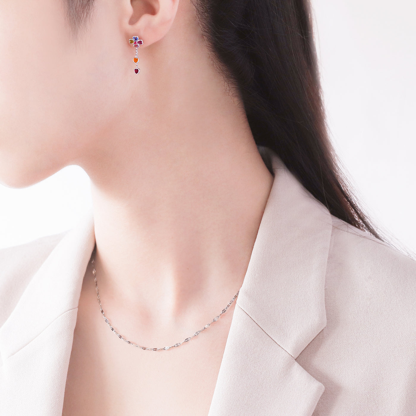 11月誕生石 K10 ホワイトゴールド ブルートパーズ クローバー