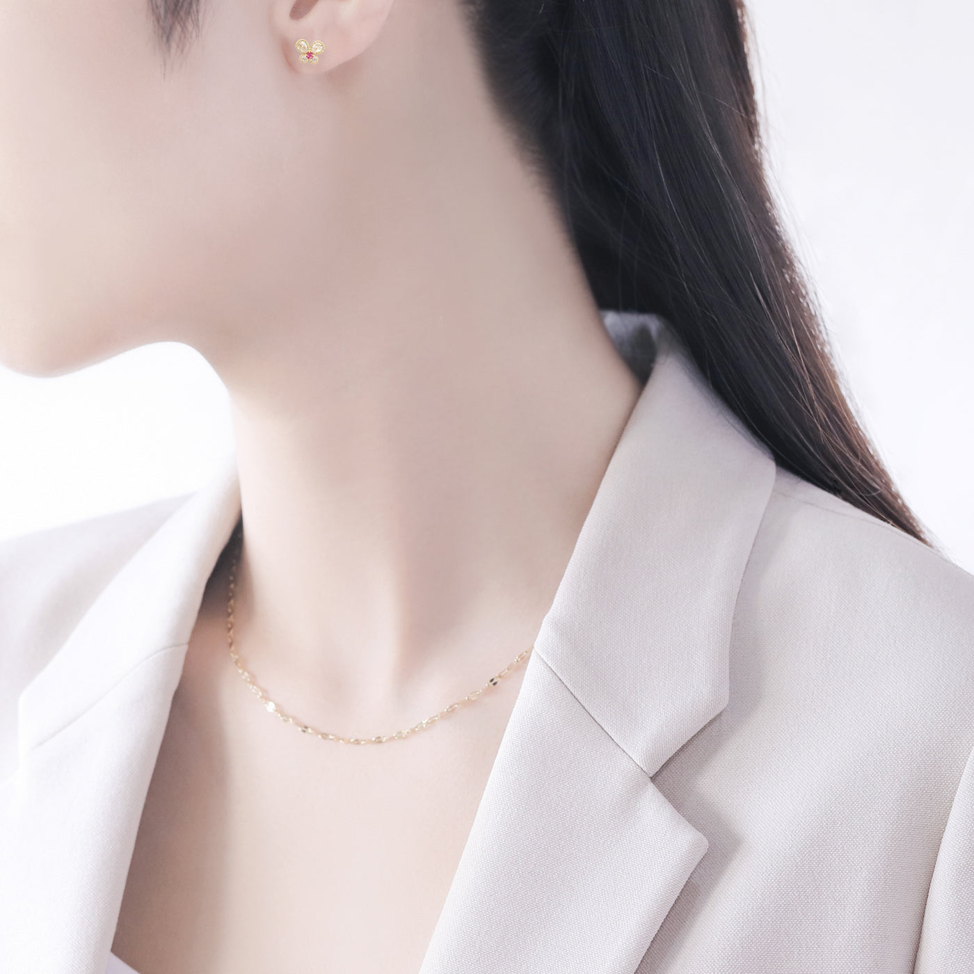 7月誕生石 K10 イエローゴールド ルビー バタフライ ピアス