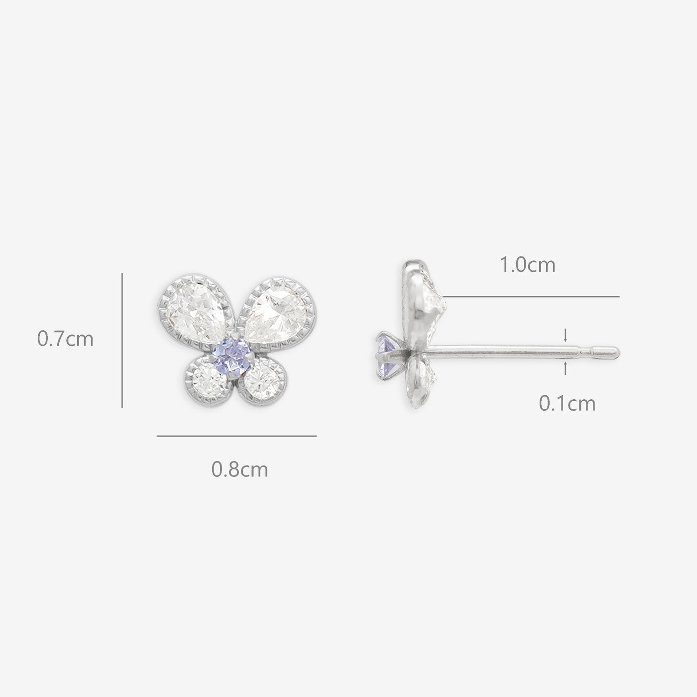 12月誕生石 K10 ホワイトゴールド タンザナイト バタフライ ピアス