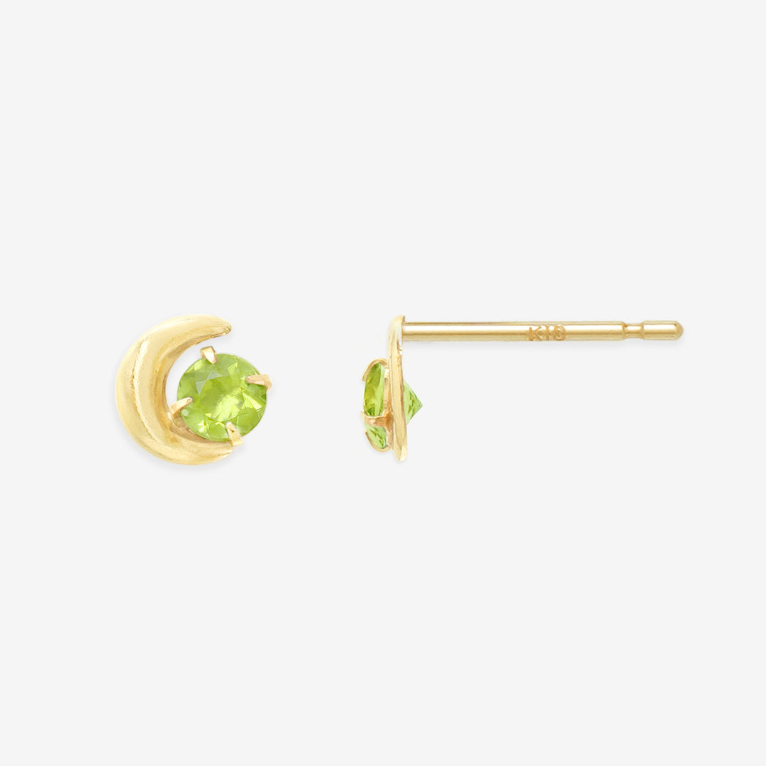 ペリドット&ダイヤモンドピアス☆約6ct k14WG仕上げ:イケゾエガレ作 WEB限定】8月誕生石 K10 イエローゴールド ペリドット ムーン ピアス