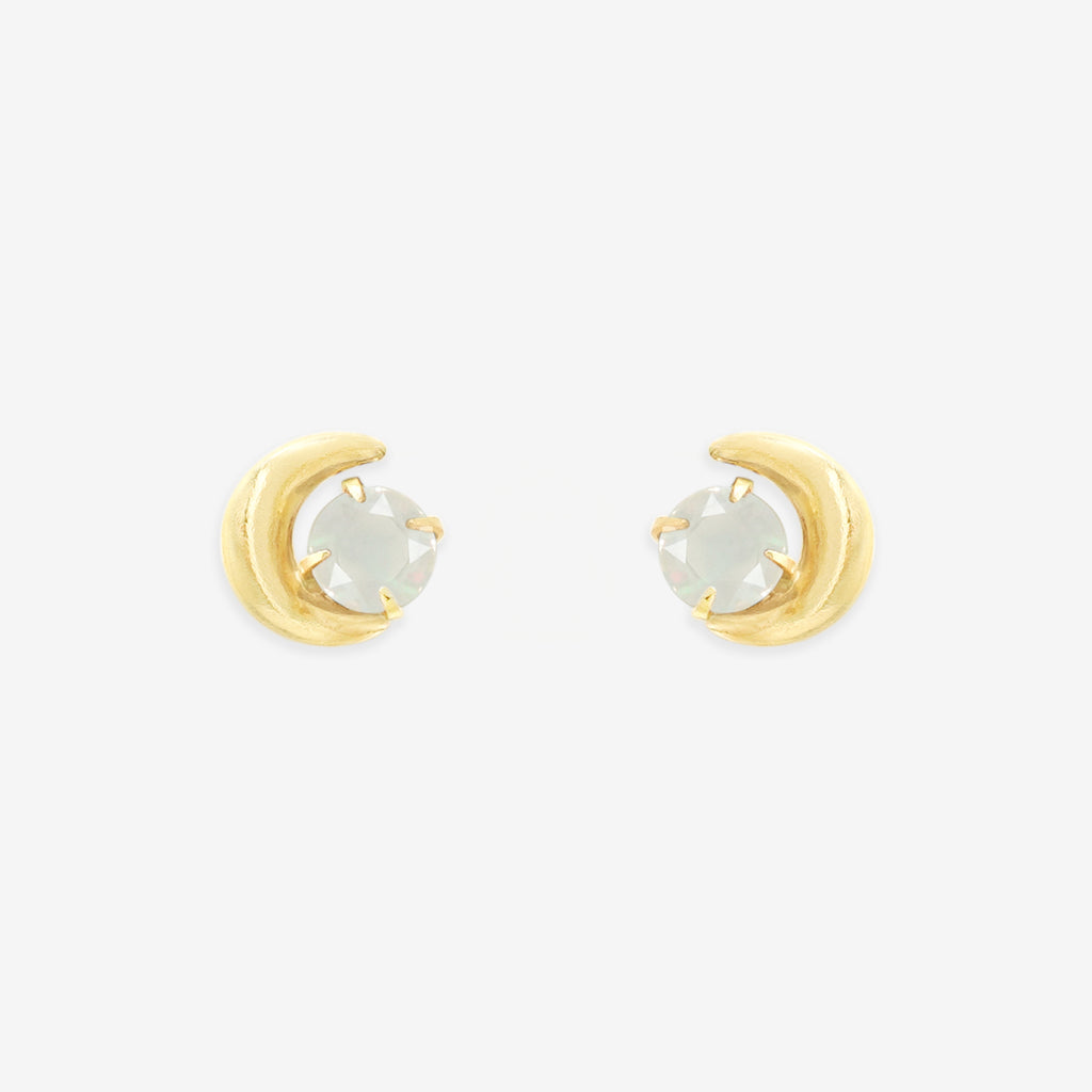 WEB限定】10月誕生石 K10 イエローゴールド オパール ムーン ピアス
