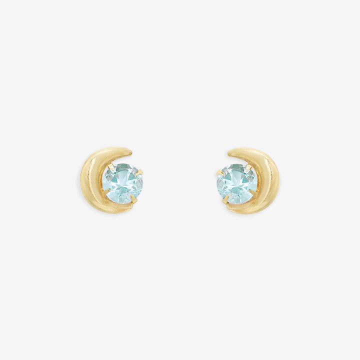 WEB限定】3月誕生石 K10 イエローゴールド アクアマリン ムーン ピアス