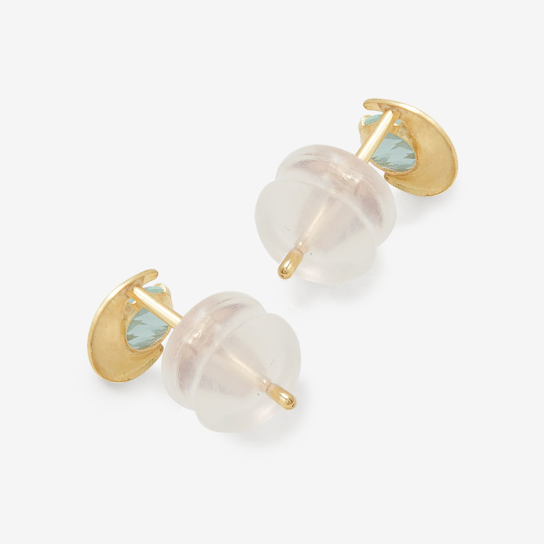 WEB限定】3月誕生石 K10 イエローゴールド アクアマリン ムーン ピアス