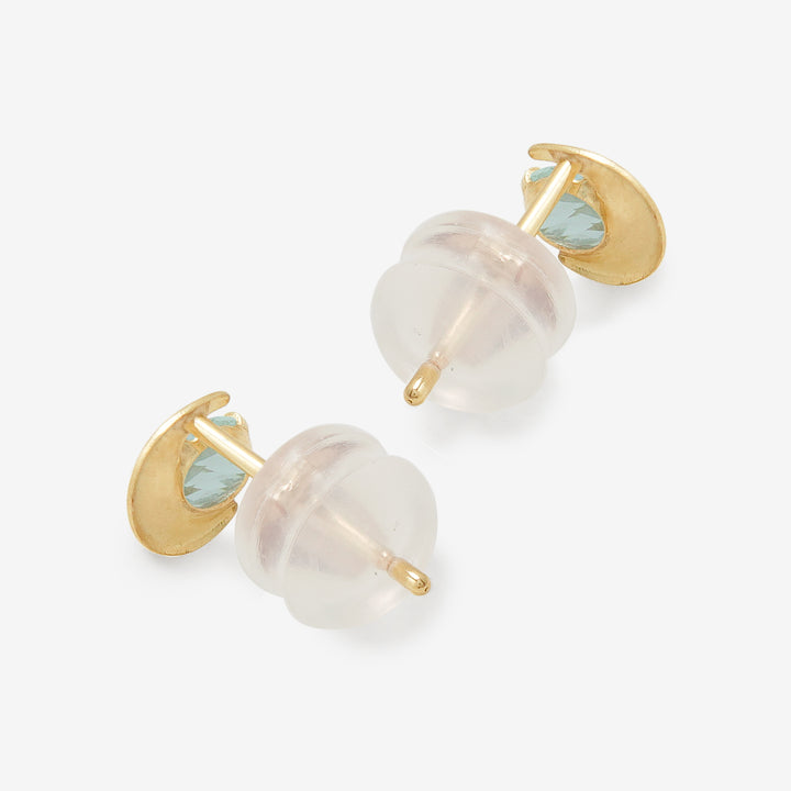 WEB限定】3月誕生石 K10 イエローゴールド アクアマリン ムーン ピアス