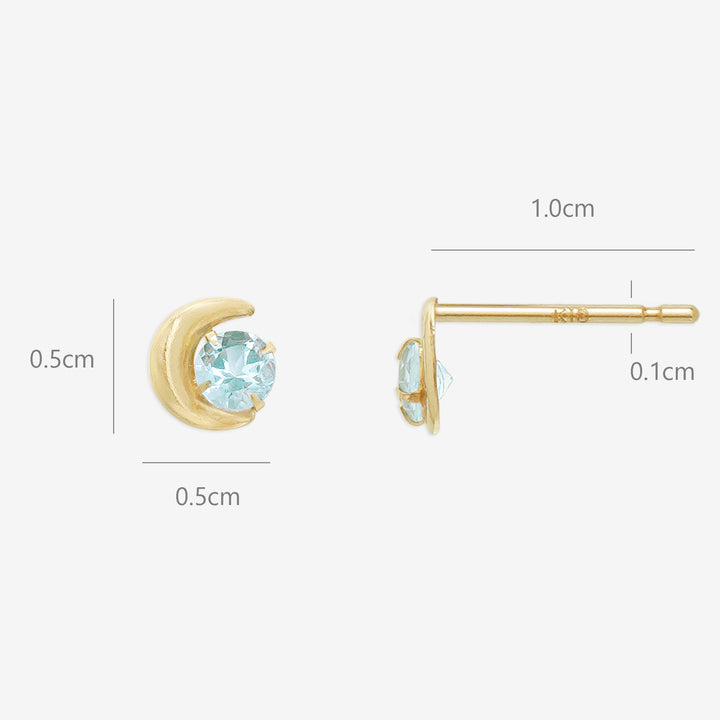 WEB限定】3月誕生石 K10 イエローゴールド アクアマリン ムーン ピアス