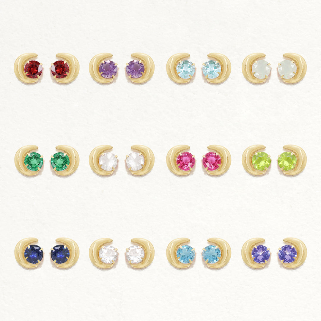 WEB限定】5月誕生石 K10 イエローゴールド エメラルド ムーン ピアス
