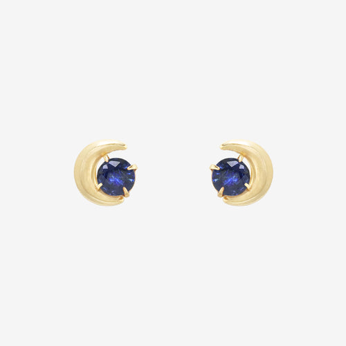 【WEB限定】9月誕生石 K10 イエローゴールド サファイア ムーン ピアス