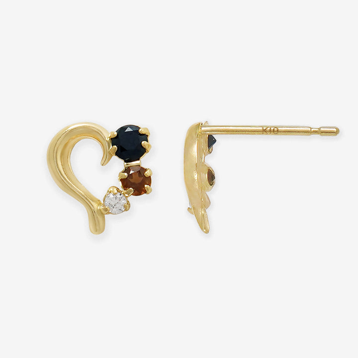 WEB限定】K10 イエローゴールド オニキス ハート ピアス