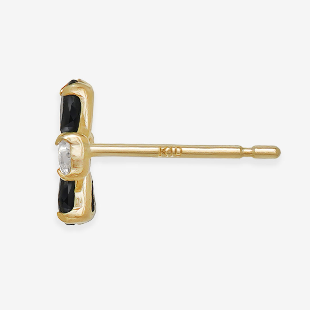 WEB限定】K10 イエローゴールド オニキス フラワー ピアス