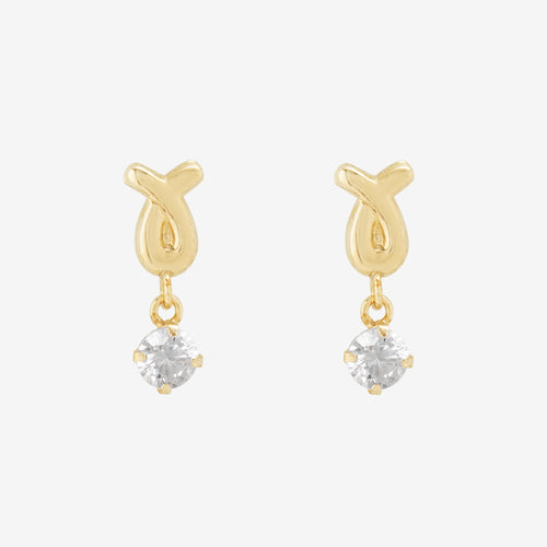 K10 イエローゴールド キュービックジルコニア ピアス