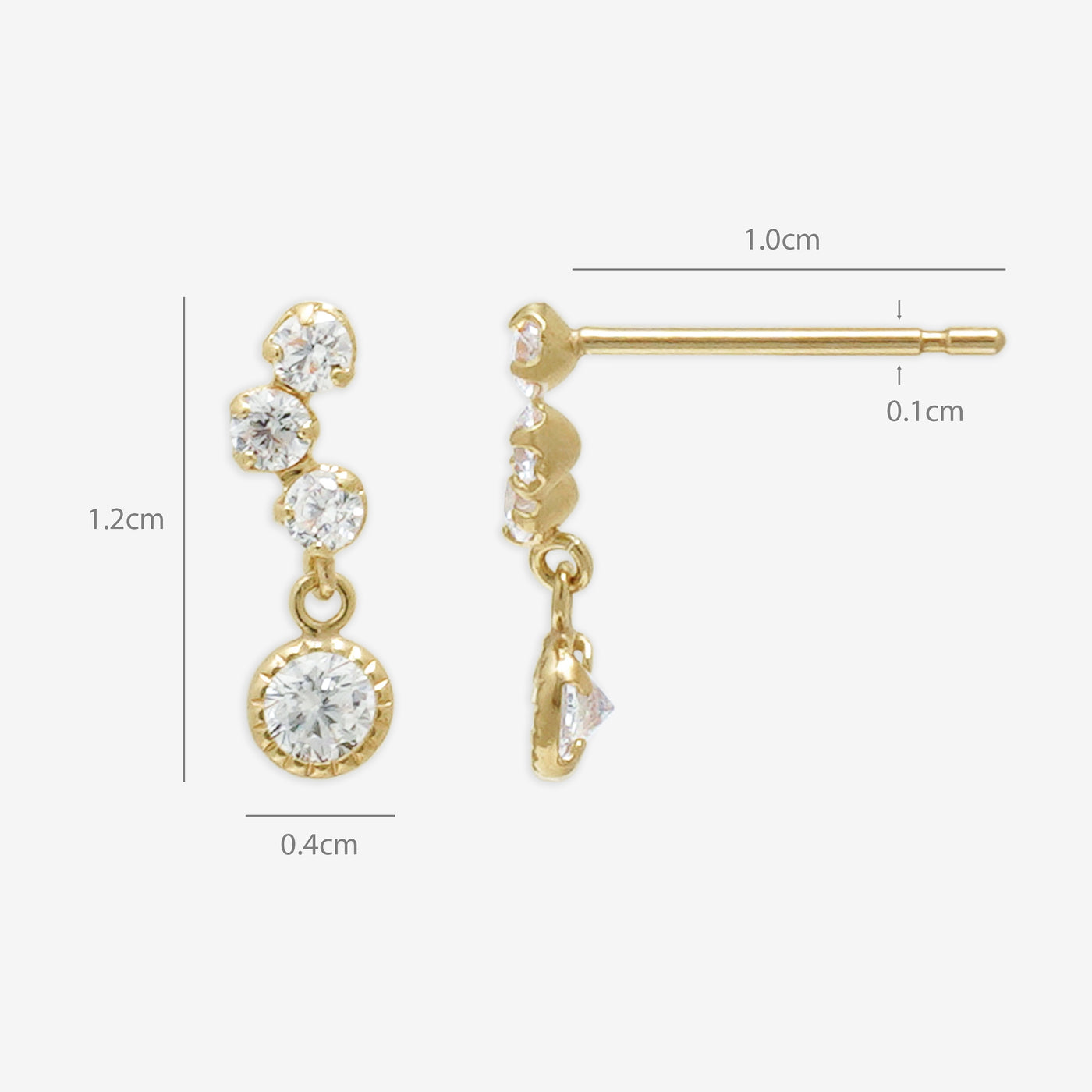 K10 イエローゴールド キュービックジルコニア ピアス