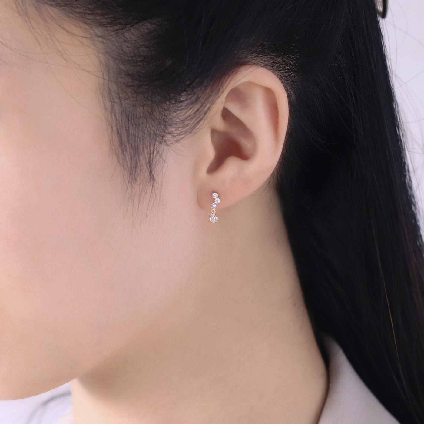 K10 イエローゴールド キュービックジルコニア ピアス