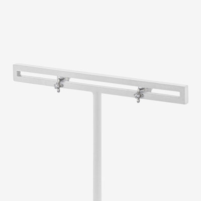 K18 ホワイトゴールド キュービックジルコニア クロス ピアス