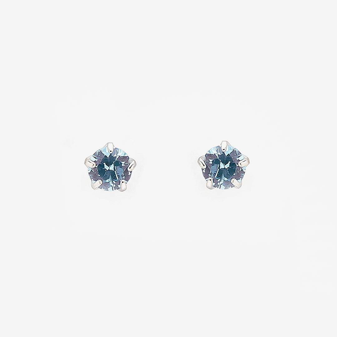 K18 ホワイトゴールド キュービックジルコニア ピアス（ブルー