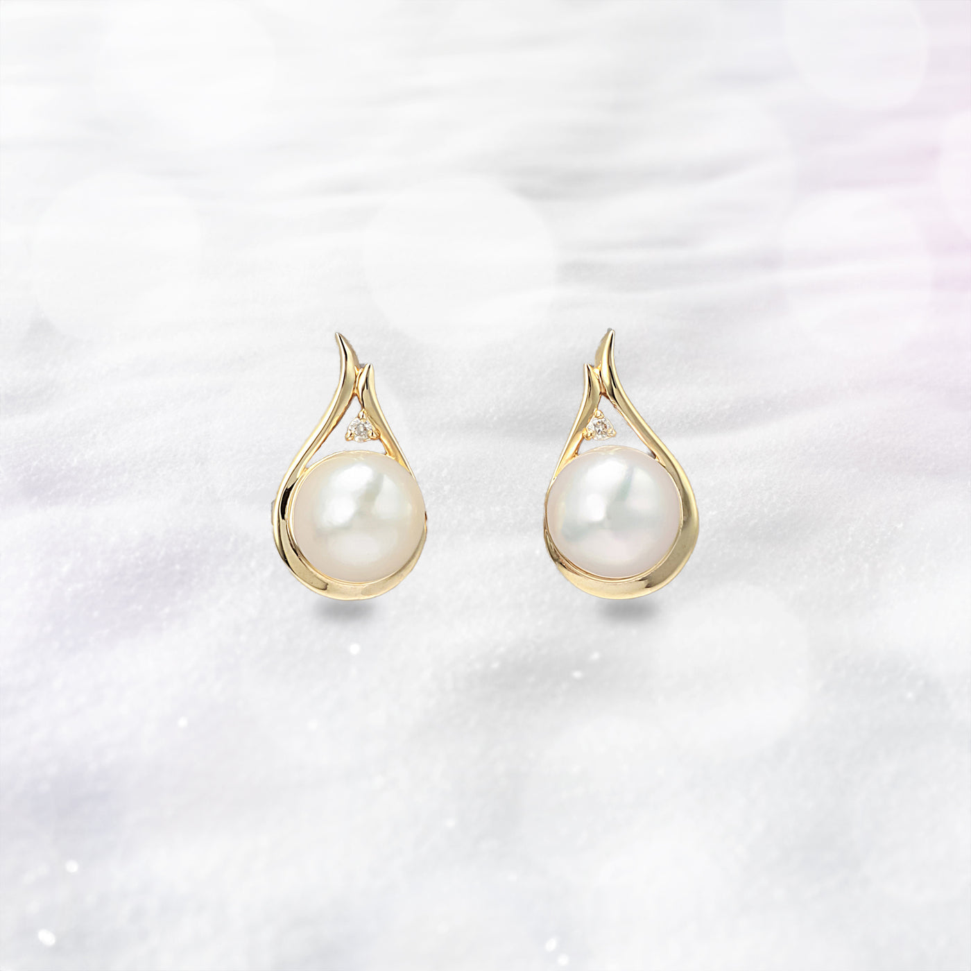 6月誕生石 K10 イエローゴールド あこや真珠 しずく ピアス