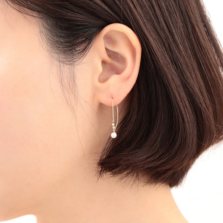 WEB限定】6月誕生石 K10 イエローゴールド 淡水パール ピアス