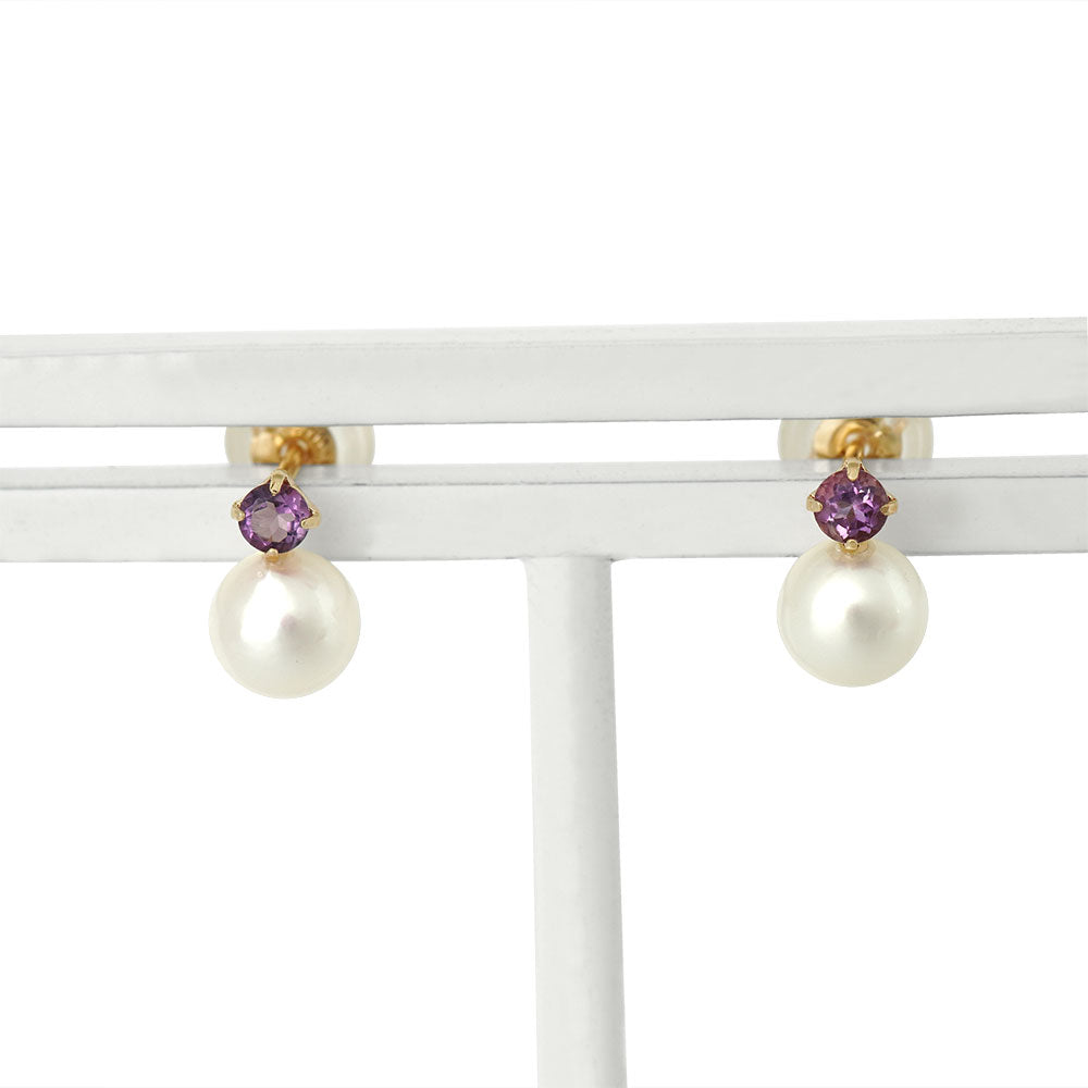 WEB限定】2月誕生石 K10 イエローゴールド アメジスト ピアス