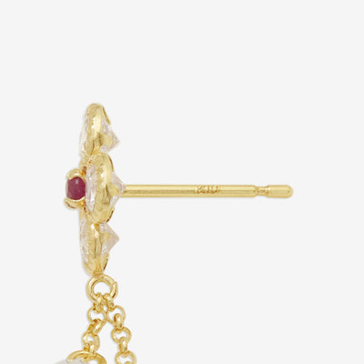 7月誕生石 K10 イエローゴールド ルビー フラワー ピアス