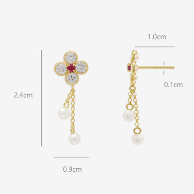 7月誕生石 K10 イエローゴールド ルビー フラワー ピアス