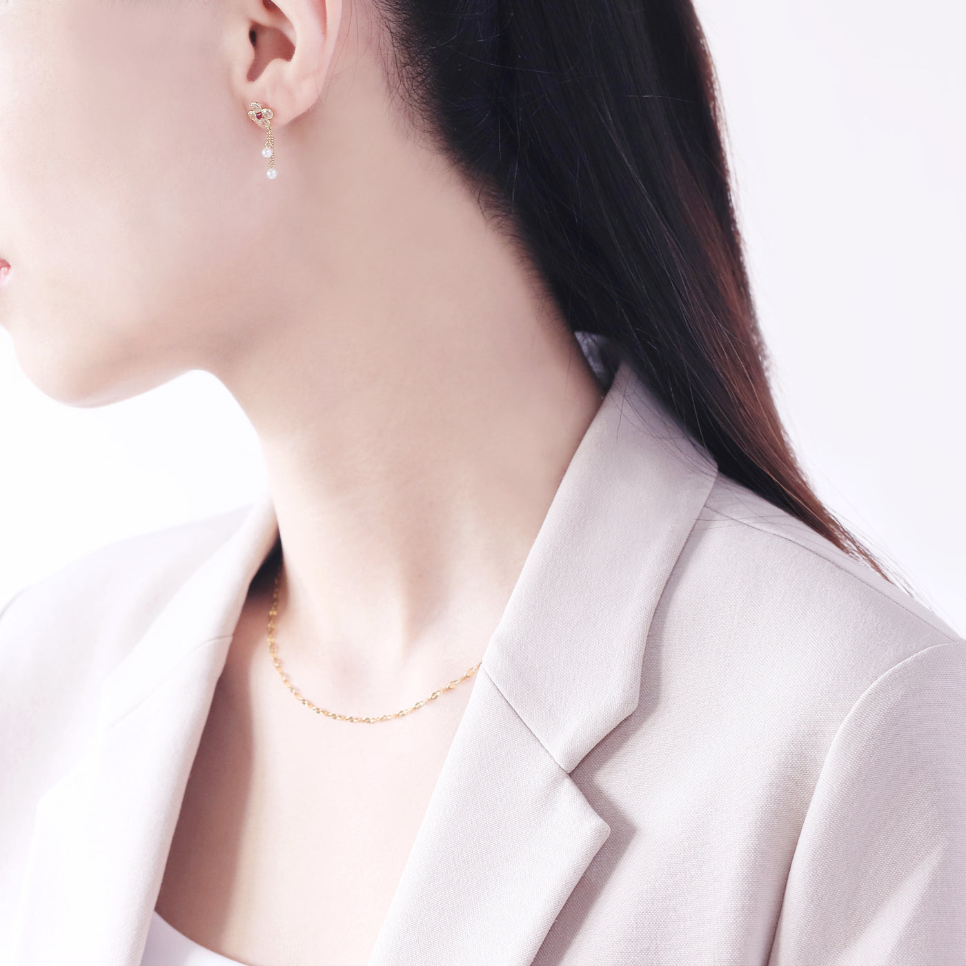 7月誕生石 K10 イエローゴールド ルビー フラワー ピアス