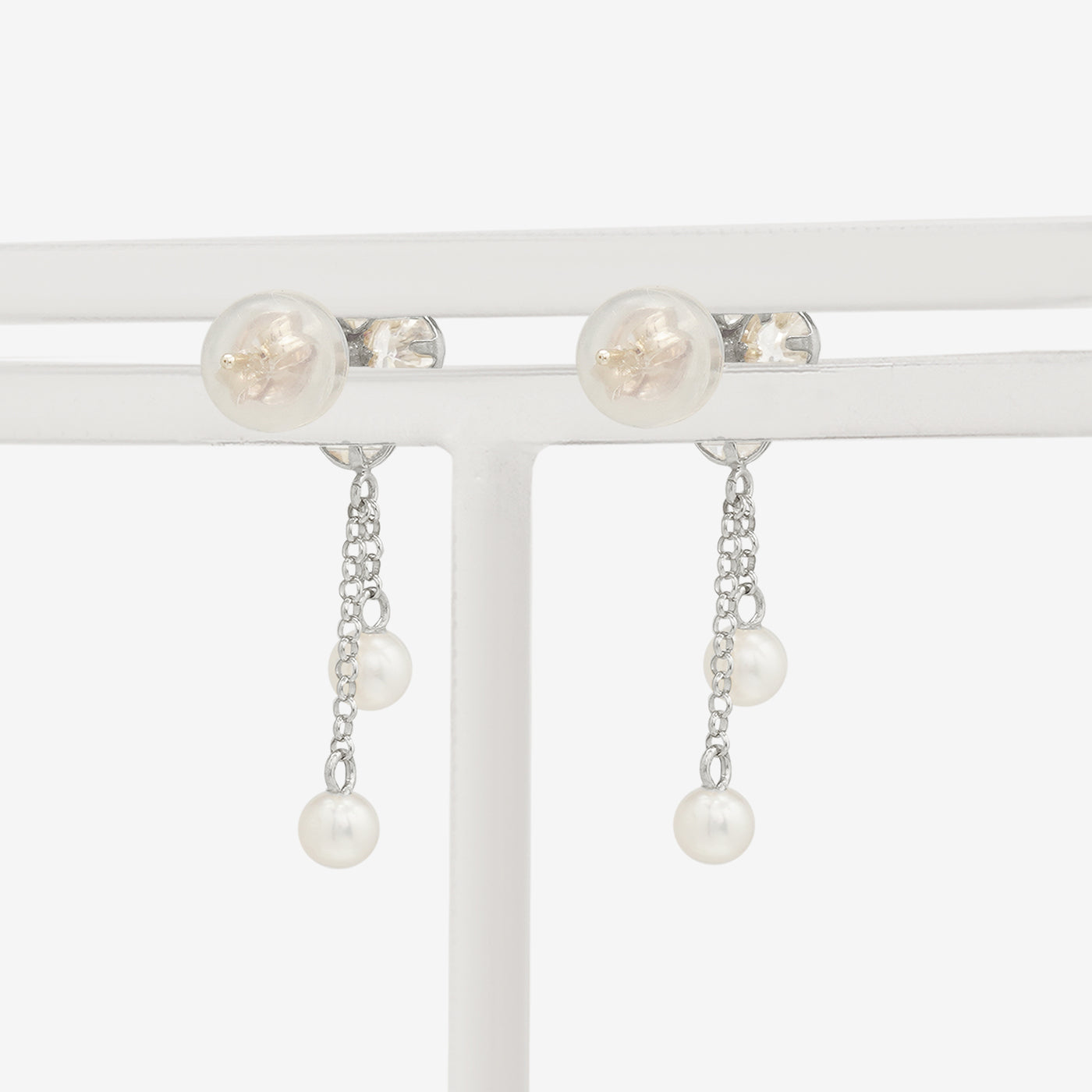 11月誕生石 K10 ホワイトゴールド ブルートパーズ フラワー ピアス