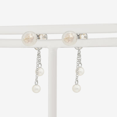 11月誕生石 K10 ホワイトゴールド ブルートパーズ フラワー ピアス