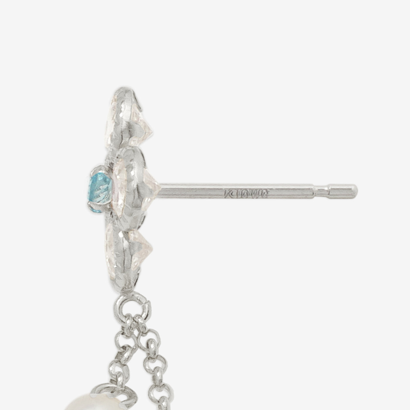 11月誕生石 K10 ホワイトゴールド ブルートパーズ フラワー ピアス