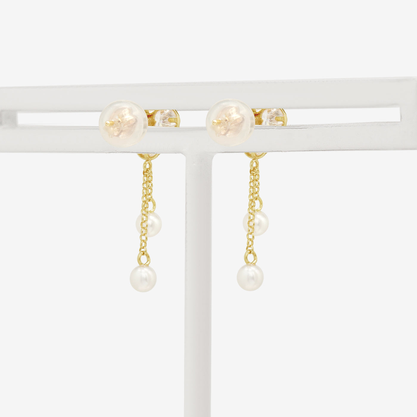 10月誕生石 K10 イエローゴールド ピンクトルマリン クローバー ピアス