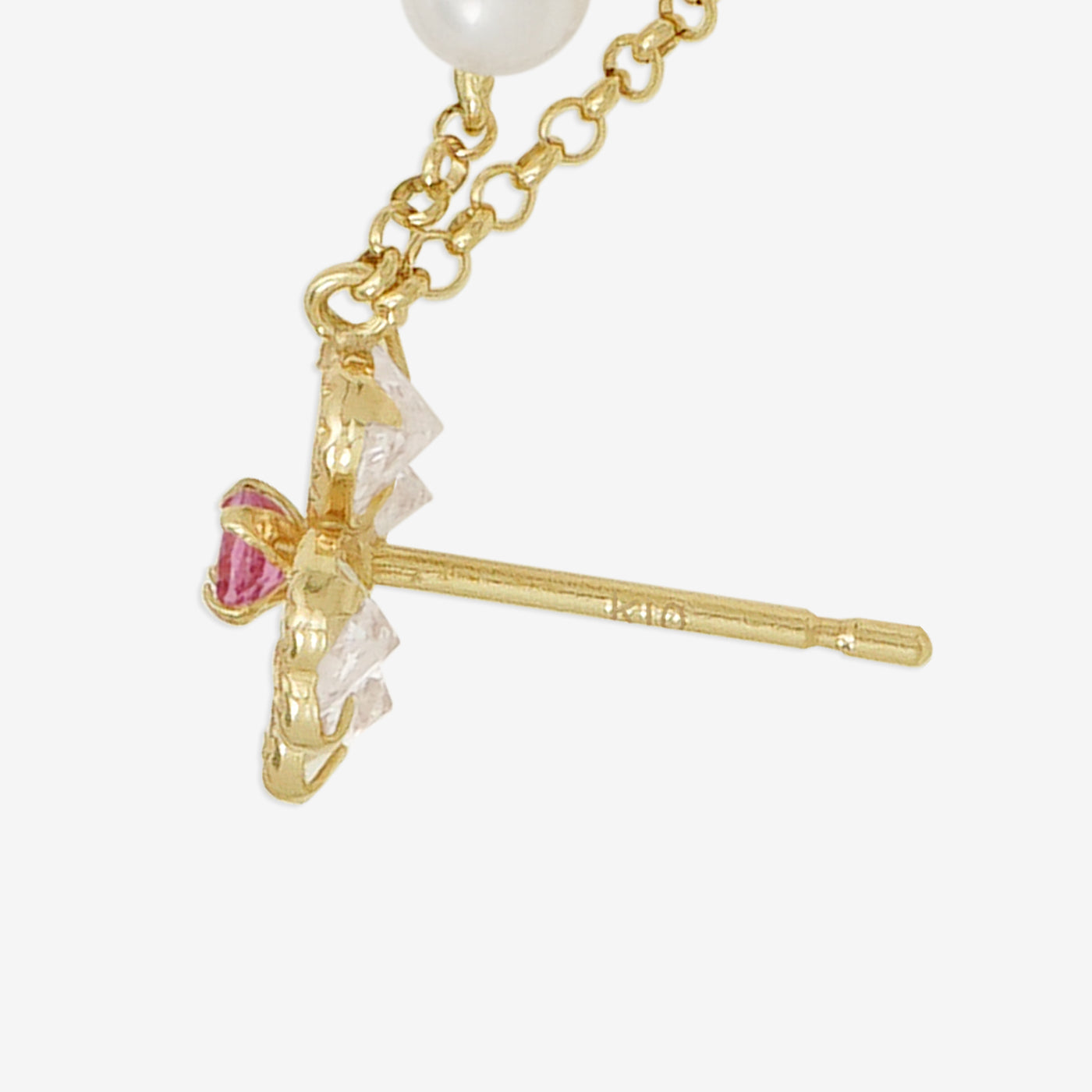 10月誕生石 K10 イエローゴールド ピンクトルマリン クローバー ピアス