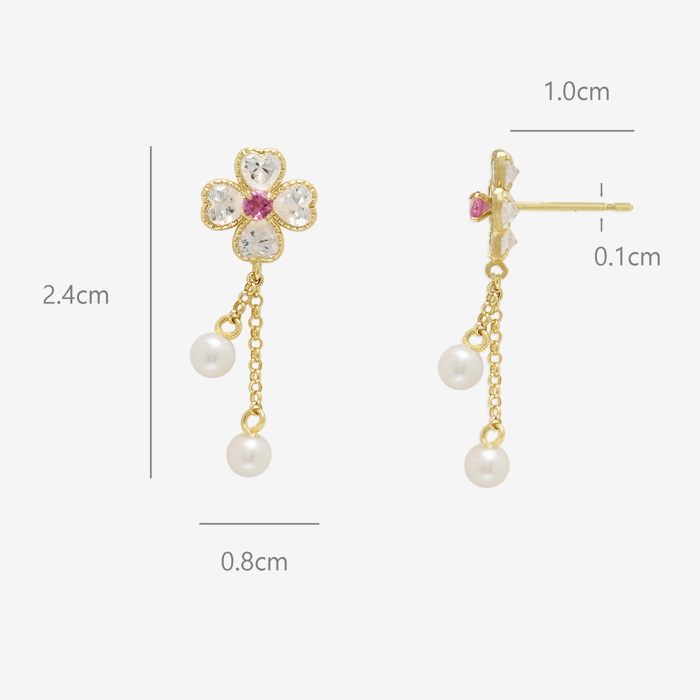 10月誕生石 K10 イエローゴールド ピンクトルマリン クローバー ピアス