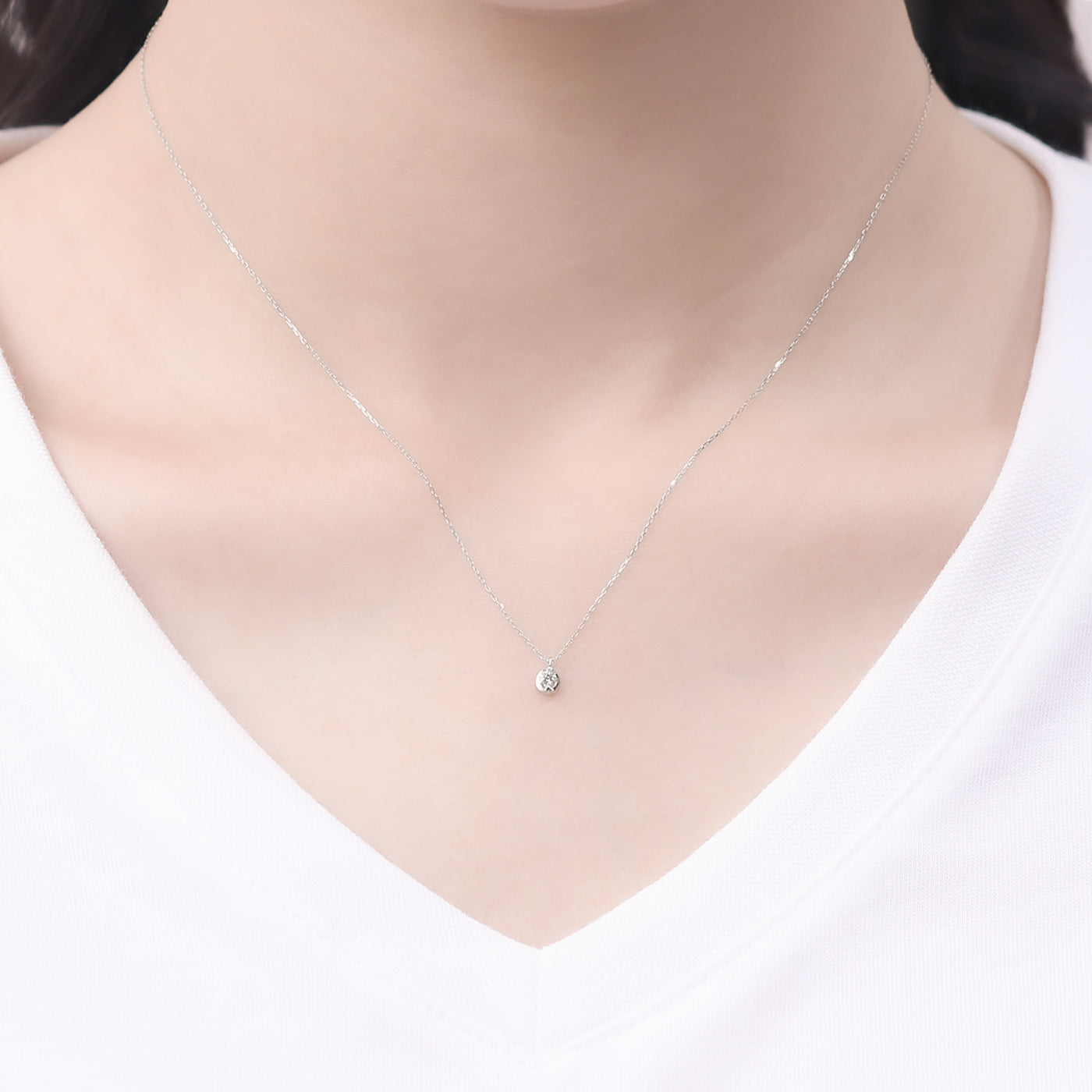 4月誕生石 K10 ホワイトゴールド ダイヤモンド ネックレス