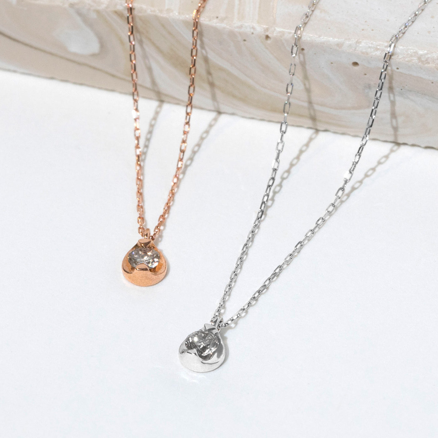 4月誕生石 K10 ホワイトゴールド ダイヤモンド ネックレス