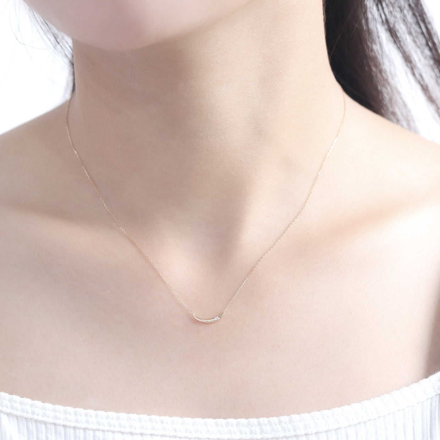 WEB限定】K10 イエローゴールド ダイヤモンド ムーン ネックレス 