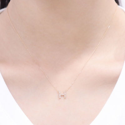 【WEB限定】K10 イエローゴールド ダイヤモンド イニシャル ネックレス（H）